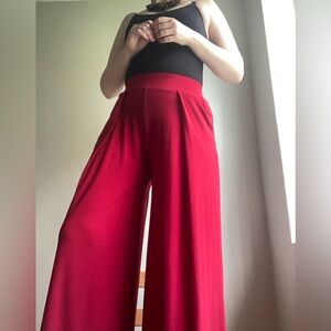 Red Palazzo Pants, Small